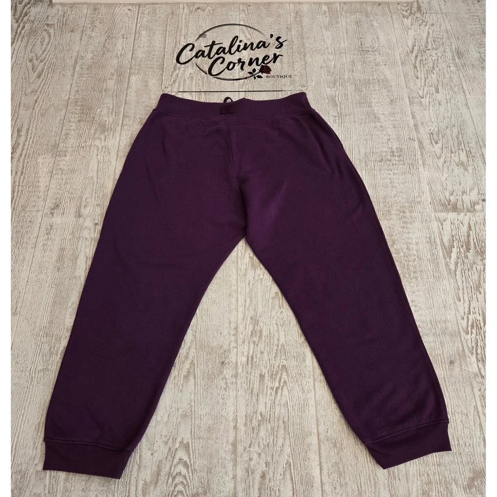 Victorias Secret Purple Lace Up Front Fleece Jogger Sweatpants XXL Athleisure